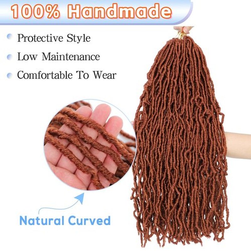 Ginger Faux Locs Crochet Hair 22 Inch 7 Packs Soft Locs Copper Red Crochet Faux Locs Pre Looped Loc Hair Crochet Braids For Black Women(22inch, 7 Packs, 350#)
