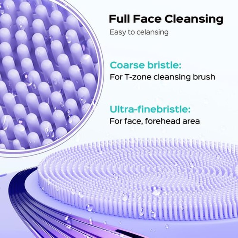 COSLUS Facial Cleansing Brush Face Scrubber : Silicone Waterproof Rechargeable Face Wash Brush, 5 Cleansing Modes, Electric Deep Cleaning for Men & Women, Removing Blackhead, Exfoliating, Massaging
