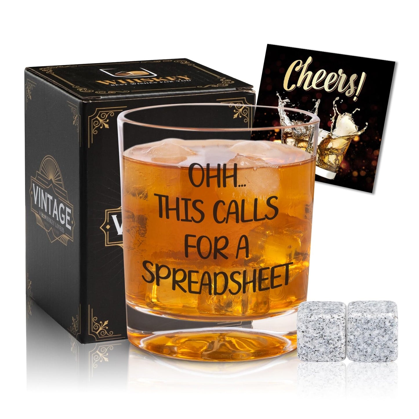 Oh This Calls For A Spreadsheet Whiskey Glass- Funny Accountant Excel Gifts, Funny White Elephant Gifts Bourbon Glass for Men Coworker, Christmas Gag Spreadsheet Gift for Accountants Data Analyst