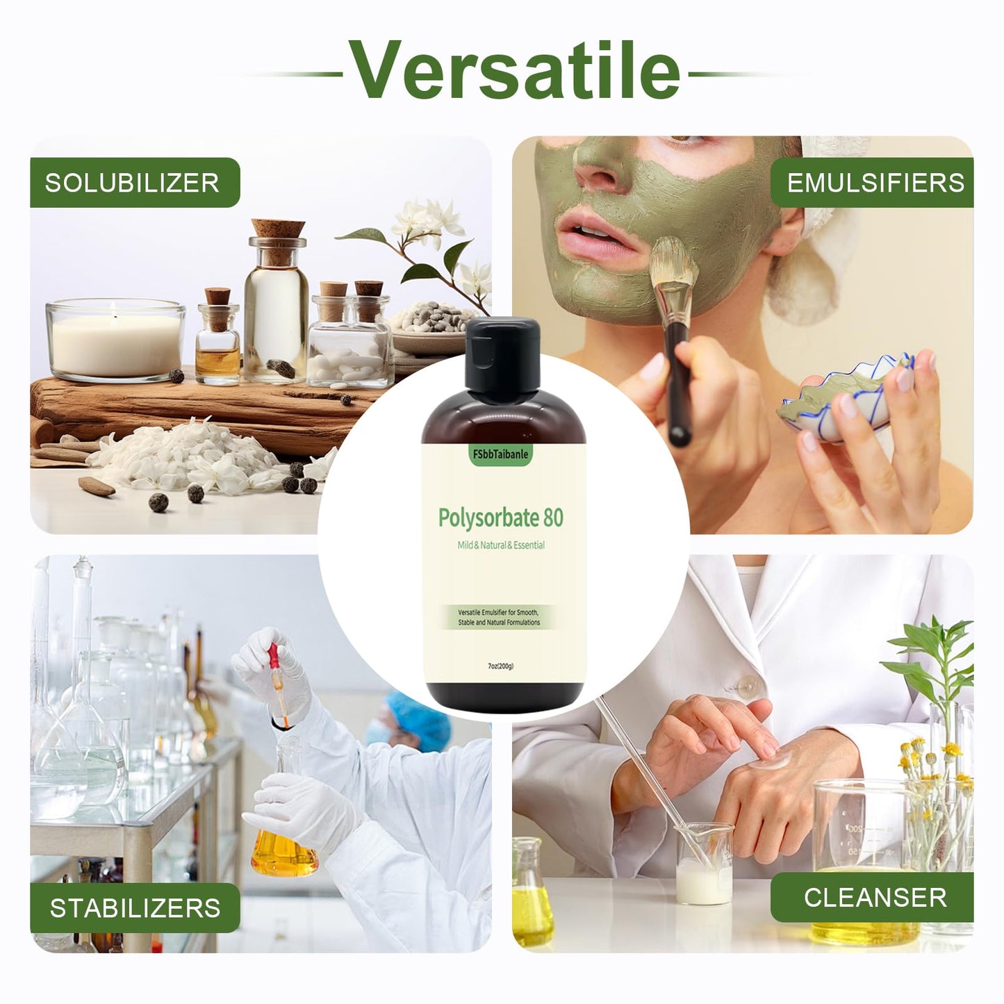 Polysorbate 80, 200g Sorbitan Oleate Emulsifier – 100% Pure Cosmetic Grade Solubilizer for Bath Bombs, Skincare, Lotions, Body Washes, DIY Beauty Projects