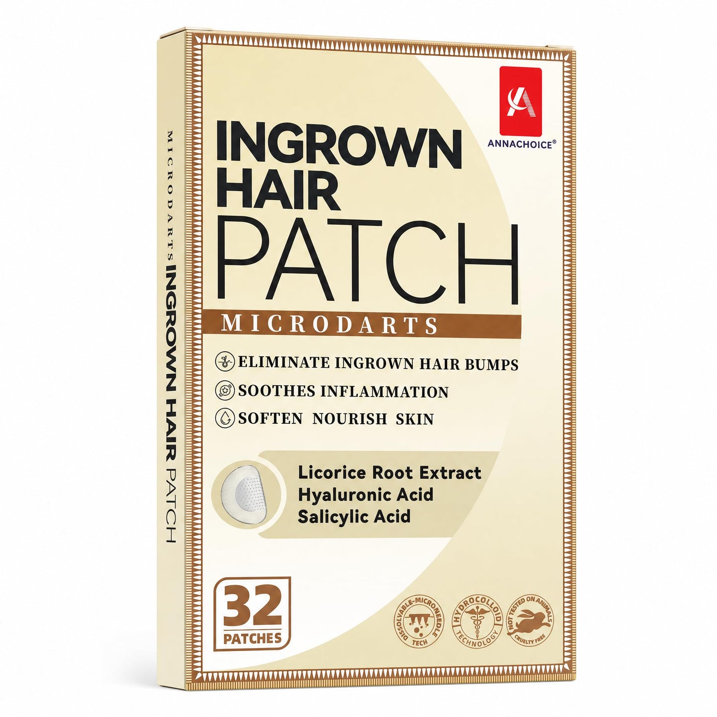 AnnaChoice Microdart Patches for Ingrown Hair for Women and Men Smoothing Solution for Facial, Beard, Armpits, Bikini Area, for Quickly Clearing Razor Bumps