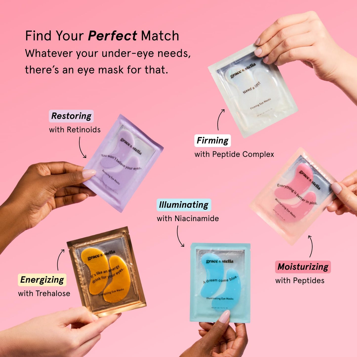 grace & stella Award Winning Under Eye Mask Reduce Dark Circles, Puffy Eyes, Undereye Bags, Wrinkles, Gel Under Eye Patches, New Mom Gifts - Vegan Self Care (48 Pairs, Blue)