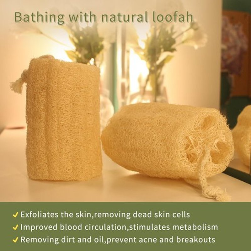 4.7" Natural Loofah Exfoliating Body Scrubber(4Pack),Real Luffa Sponge for Women and Men in Shower