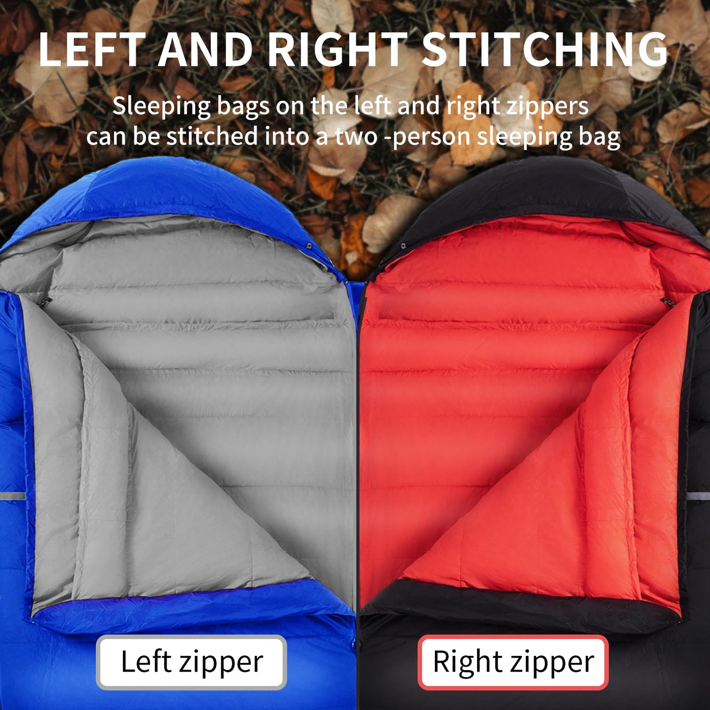 QEZER Down Sleeping Bag for Adults 600 Fill Power Cold Weather Ultralight Sleeping Bag with Pouch for Backpacking, Hiking, Camping
