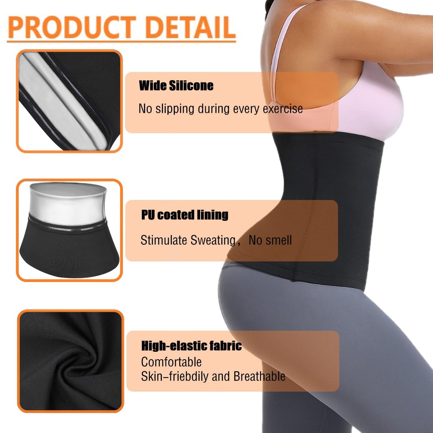 huiming Sauna Suit Waist Trimmer for Women Waist Trainer sweat band for stomach Belt Lower Belly Plus Size (Silvery, Large-X-Large)