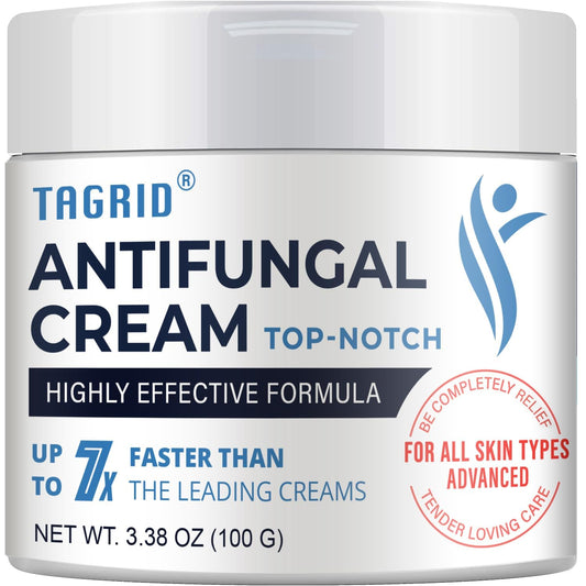TAGRID Top-Notch Antifungal Cream: Effective Relief for Stubborn Jock Itch, Psoriasis, Tinea Versicolor, Athlete's Foot, Seborrheic Dermatitis, and Eczema - 3.4 oz