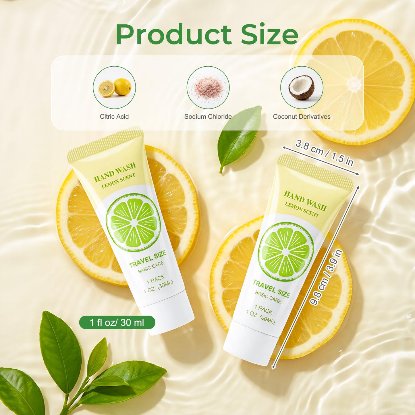 Travel Size Liquid Hand Soap Bulk, Individually Wrapped Portable 1 Fl Oz Single Small Tiny Hand Wash Gel Mini Pocket Lemon Handsoap, Packets Toiletries, Hotel Camping Shelter Homeless (Pack of 100)