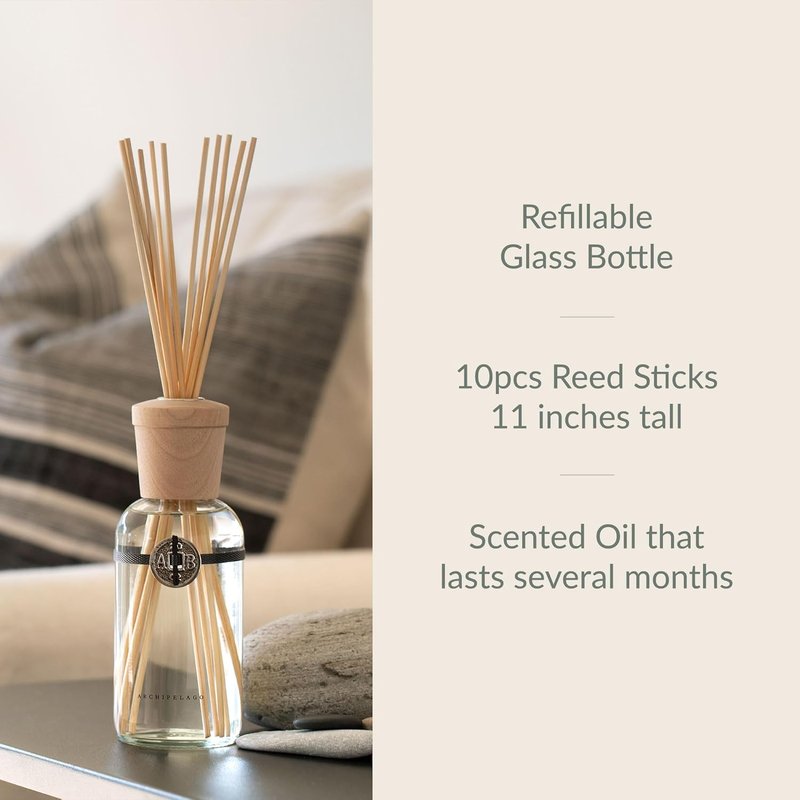 Bergamot Tobacco Reed Diffuser - Home Fragrance with Decorative Wooden Cap & 10 Reeds | 7.85 fl oz