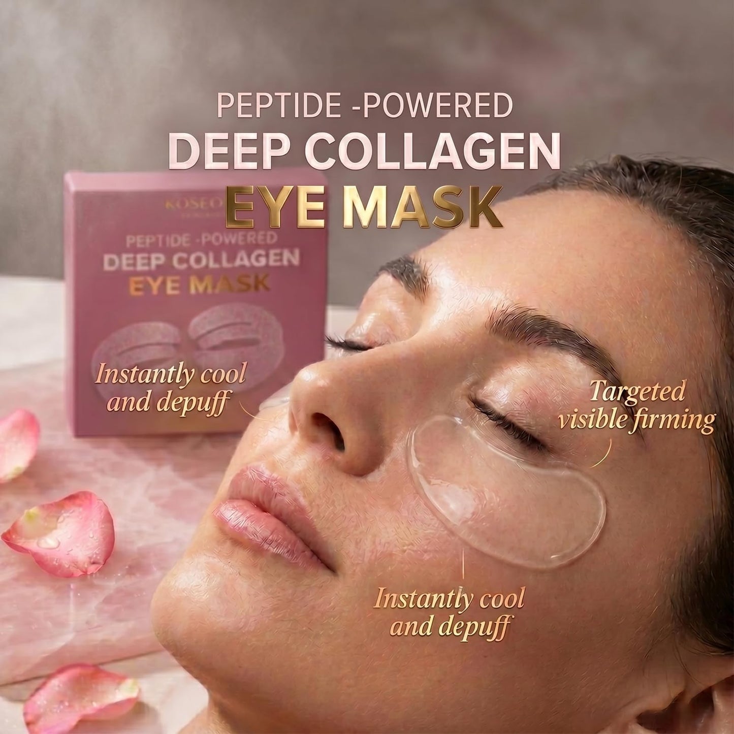 HACHIAC Koseon Collagen Eye Mask, Peptide-Powered Deep Collagen Eye Mask with Collagen Peptide, Under Eye Patches 360° Fit, Eye Patches for Fine Lines Eyes and Dark Circles (1 pcs)