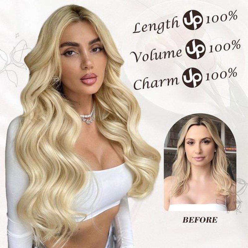 BARSDAR Clip in Hair Extensions - 20 Inch Long Wavy Blonde Hair Extensions Clip in For Women - 6PCs Full Head Thick Soft Synthetic Clip in Hairpieces Girls Daily Party - Honey Blonde Mix