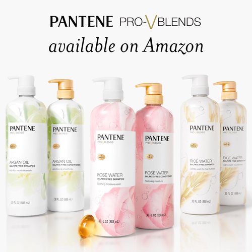 Pantene Argan Oil Conditioner for dry damaged hair, Smoothing and Moisturizing, Nutrient Infused with Vitamin B5, Anti Frizz, Safe for Color Treated Hair, Pro-V Blends, 30.0 oz