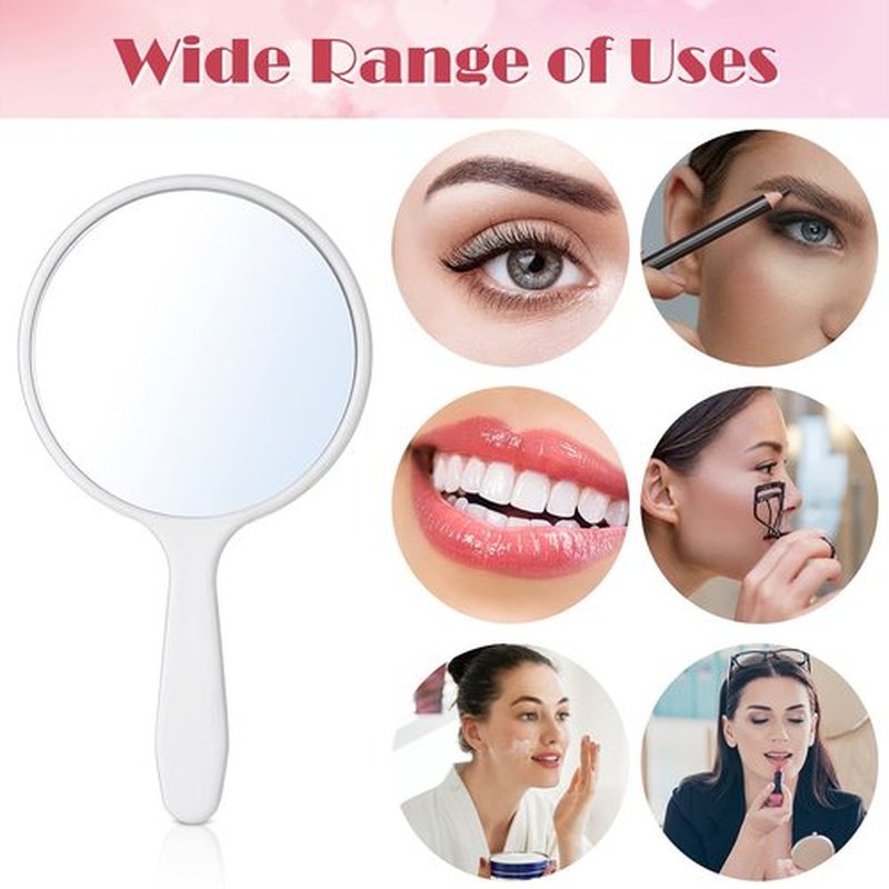 Jetec 50 Pcs Handheld Mirror with Handle, 3.94" L x 2.17" W, Small Portable Round Mirror Bulk for Kids Travel Makeup Classroom Camping Daily DIY Crafts (Black,White)