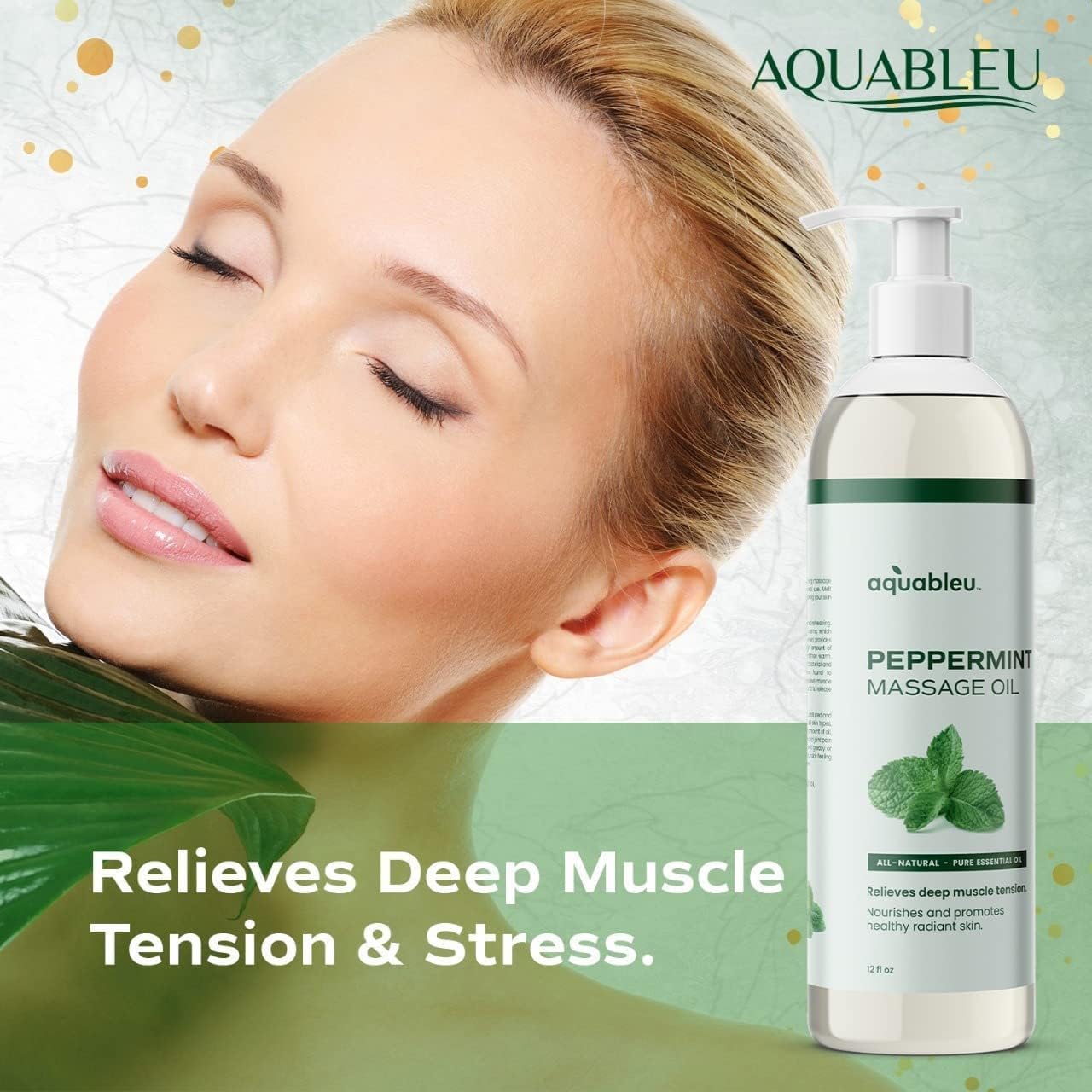 Aquableu Eucalyptus Massage Oil 100% Pure & All-Natural - Natural at-Home Massage Therapy, Soothes Skin & Muscles - Full Body Relaxing Massage Oil for Men and Women 12 fl oz