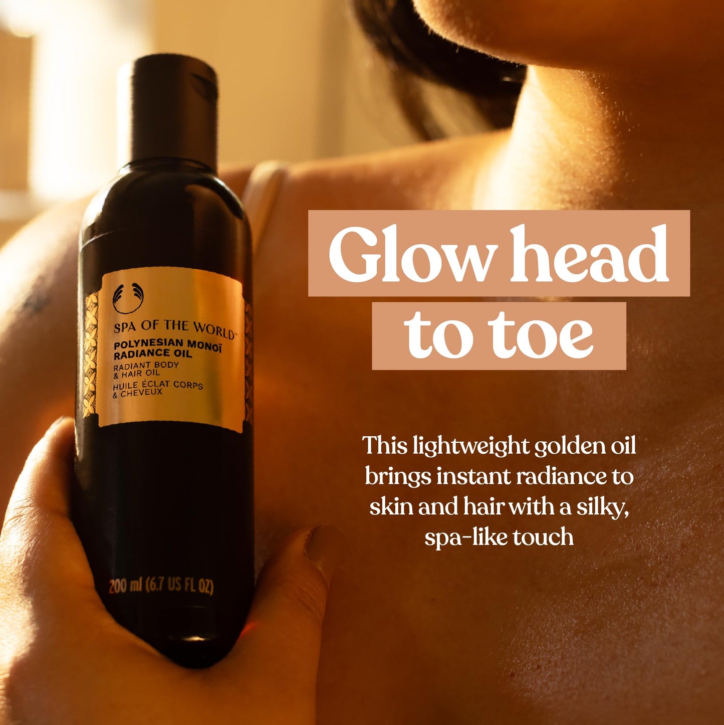 The Body Shop Polynesian Monoi Radiance Body & Hair Oil | Lightweight Oil for Glowing Hair and Skin | Delicate Floral Scent, Vegan, 200 ml / 6.7 oz
