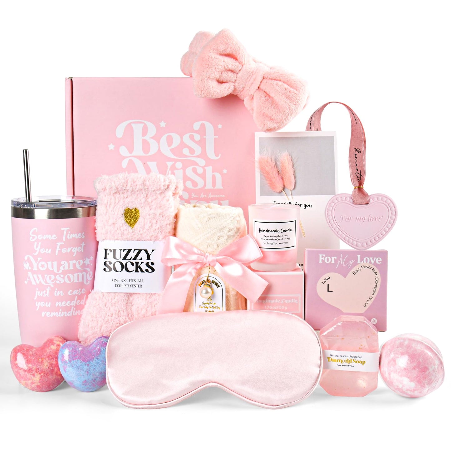Birthday Gifts for Women Her Friend Sister Wife Grandma, Relaxing Spa Gift Basket, Luxury Self Care Bath Set for Her - Best Wish for You