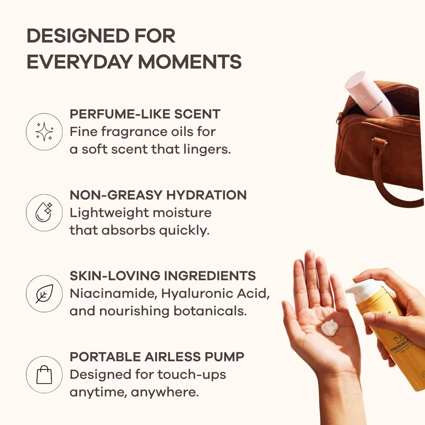 HedgeLeap Scented Body Lotion – Fragrance Moisturizer Cream Hydrating Formula Warm Fruity & Woody Perfume Scent | 2% Niacinamide & Hyaluronic Acid | Sunny Fig, 150 ml