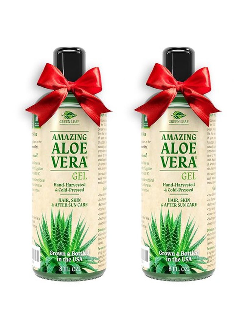 Aloe Vera Gel for Skin Care | Farm Harvested Freshly Cut Aloe Plant | Thin Formula for Skin, Face, Hair, Daily Moisturizer, Aftershave Lotion, Sunburn Relief, Burn Care - 2-Pack (two 8 oz bottles)