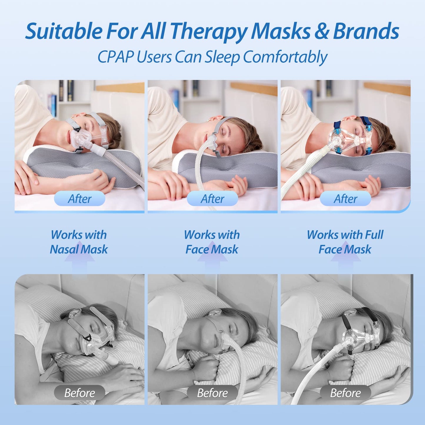 HOMCA CPAP Pillow for Side Sleeping, CPAP Nasal Pillows for All CPAP Masks Users to Reduce Air Leaks & Masks Pressure, Neck Support Pillows for Sleeping for Neck Pain Relief
