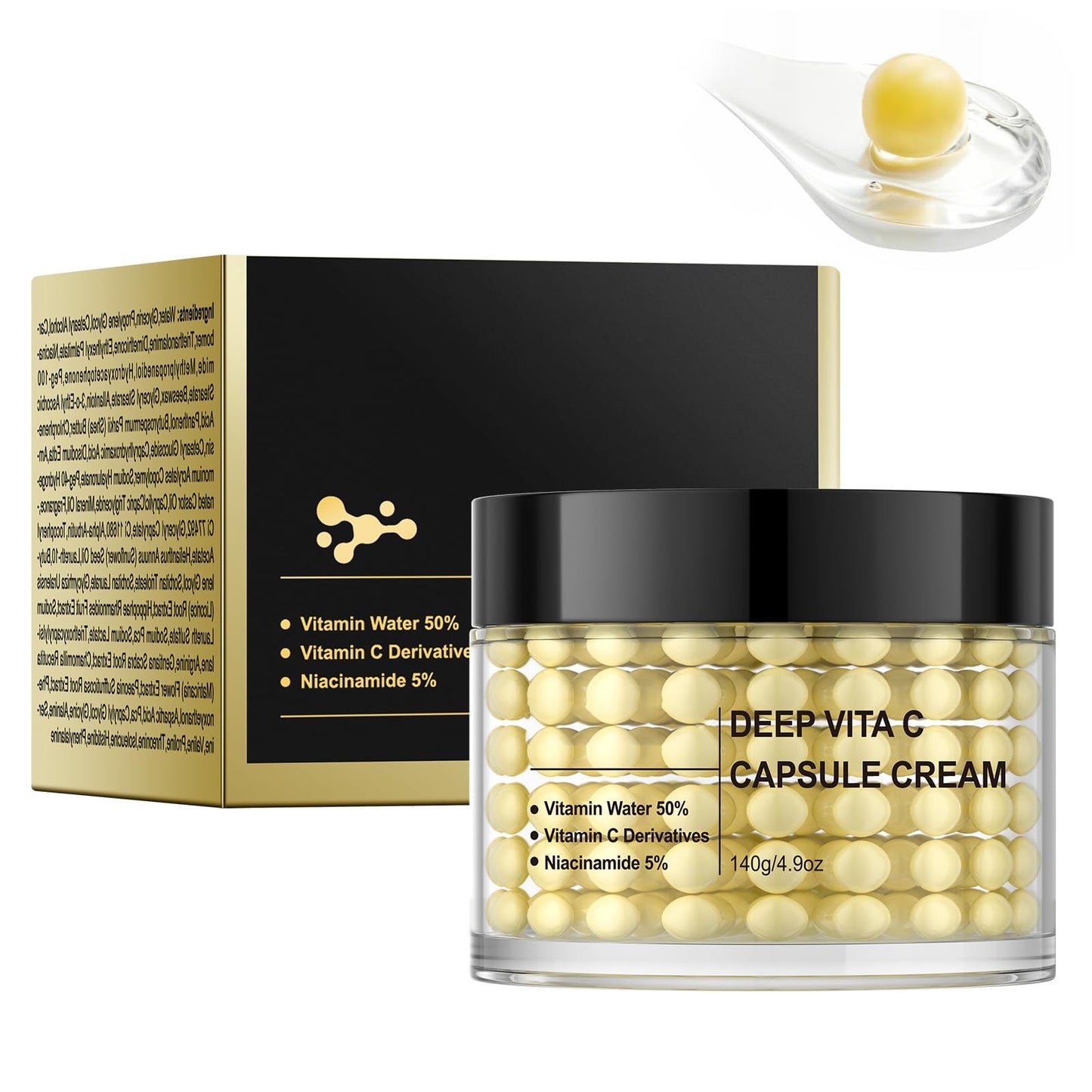 IREV Deep Vitamin C Capsule Face Moisturizer, Moisturizing Facial Cream, Transparent Gel for Radiant Skin, Hydrating Night Face Skin Care, Jelly Cream for Dull, Uneven Tone 4.9 OZ
