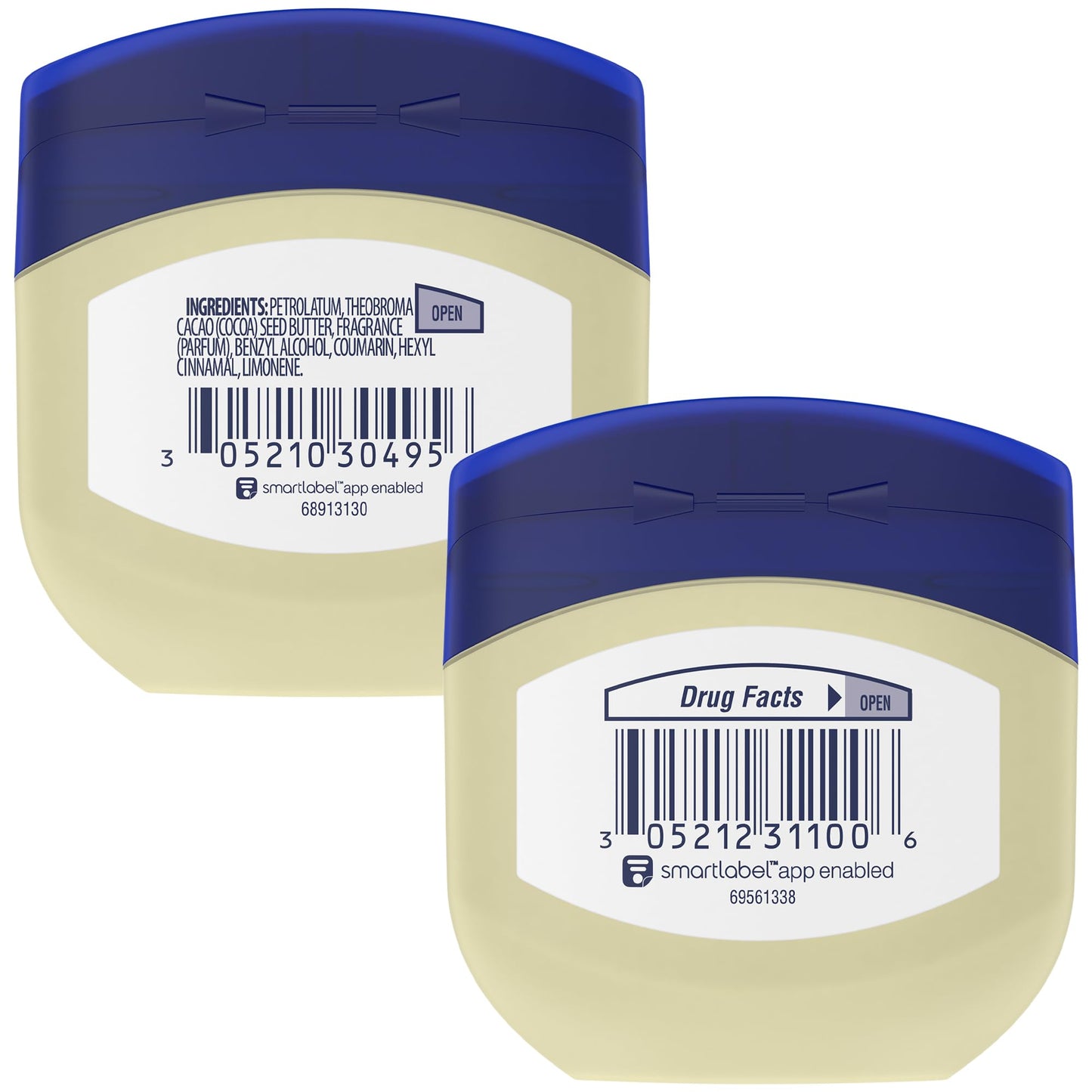 Vaseline Original & Cocoa Butter Healing Jelly Travel-Size Variety 2-Pack – Rich Moisturizing Ointment, Skin Protectant for Soothing Cracked, Dry Skin, 1.75 Oz Ea