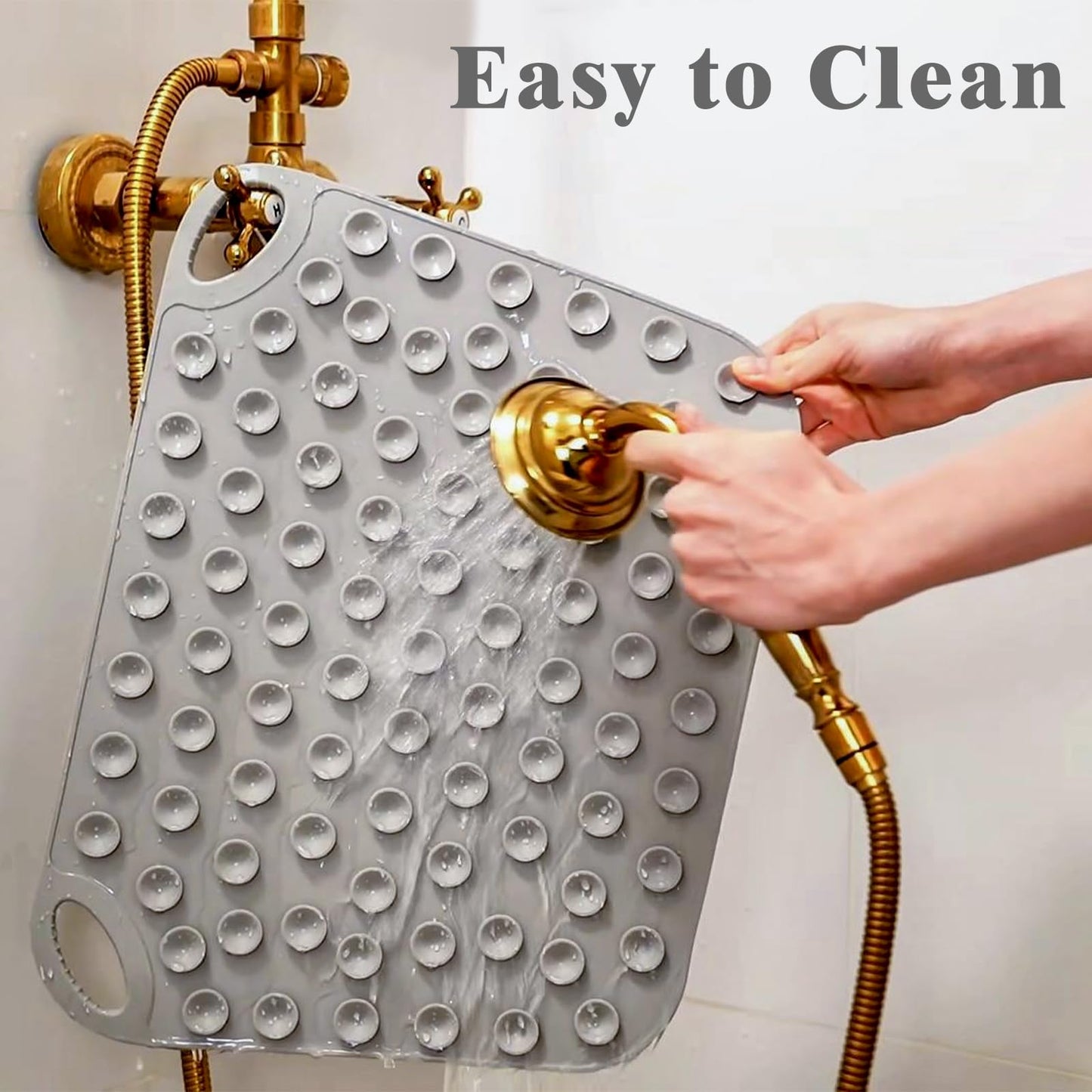 FREATECH Silicone Shower Foot Scrubber Mat 17.3" x 13", Large Foot Cleaner Brush to Clean, Exfoliate and Massage Feet Without Bending Over, Improve Foot Appearance and Overall Health, Grey