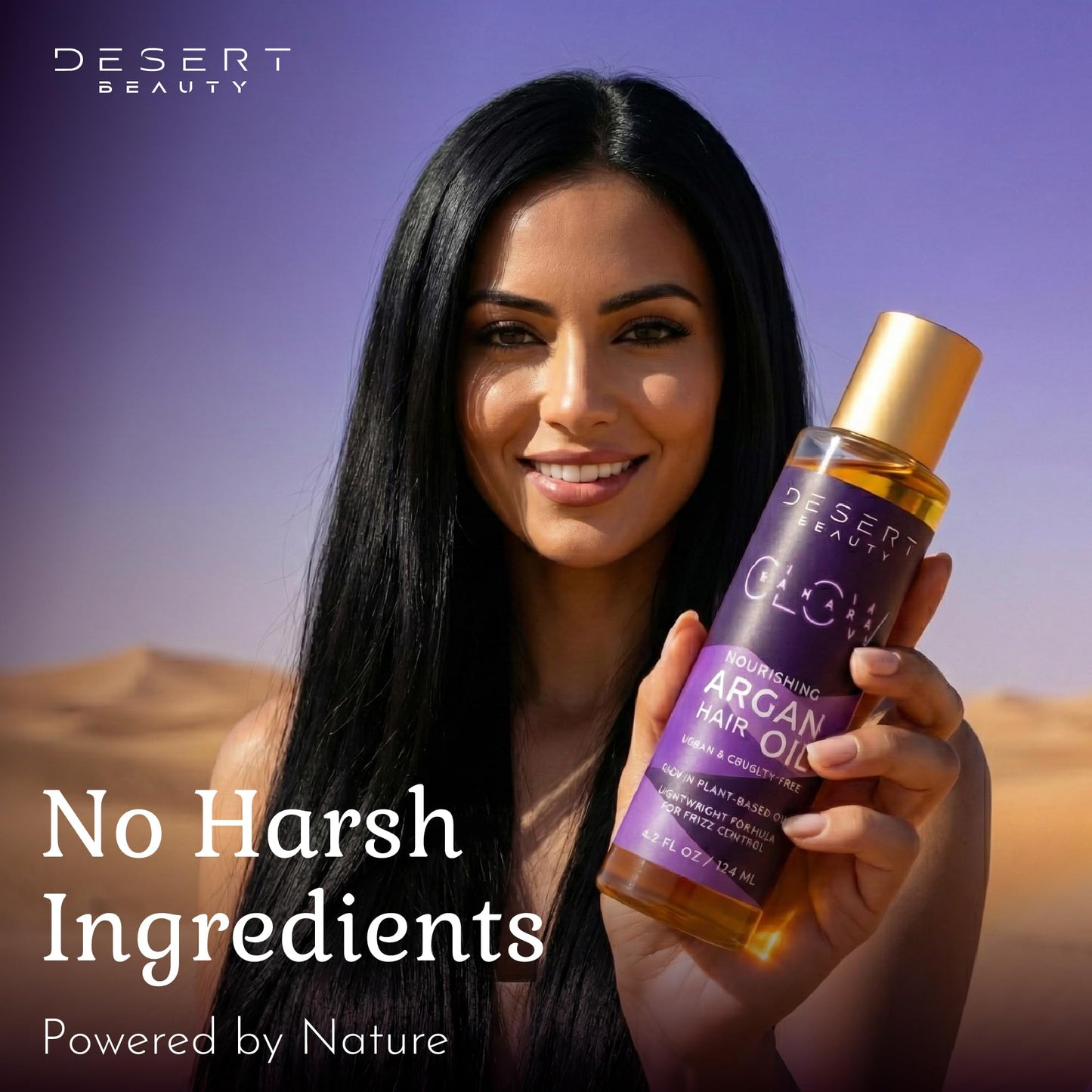 Desert Beauty 2-Pack Argan Oil Hair Oil, 4.2 oz – Moroccan Hair Oil Treatment for Dry Damaged Hair, Leave-In Conditioner, Hydrating & Strengthening, Natural, Cruelty Free