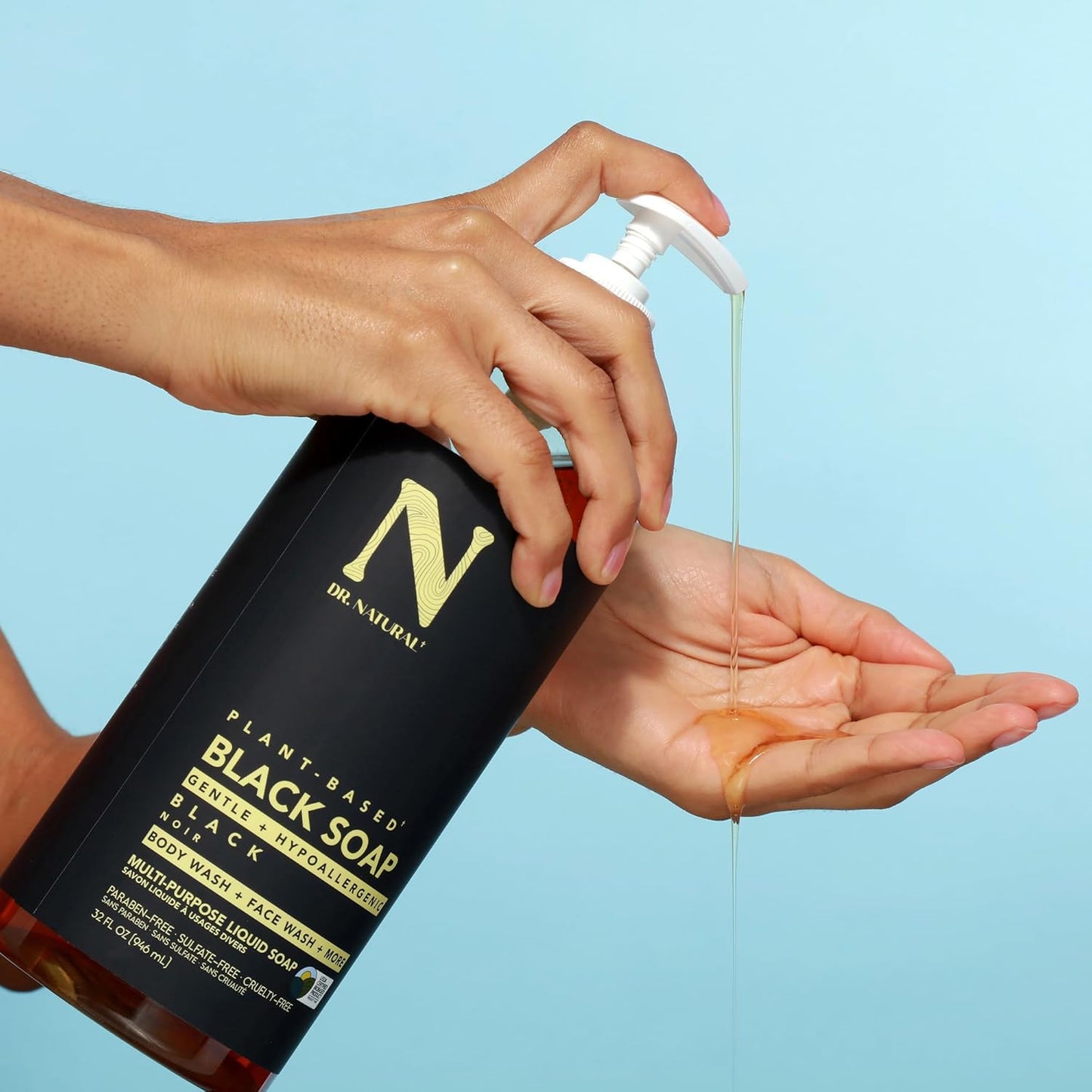 Multi-Purpose Black Liquid Soap - Natural West African Body Wash | Deep Moisturizer, 32 oz