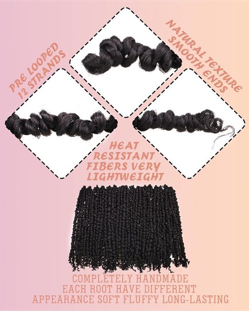 12 Inches 8 Packs Passion Twist Crochet Hair-Natural Black Pre-twisted Passion Twists,Pre-Looped Crochet Braids Made Of Bohemian Hair Synthetic Braiding Hair Extensions (12 Inch(Pack of 8), 1B)