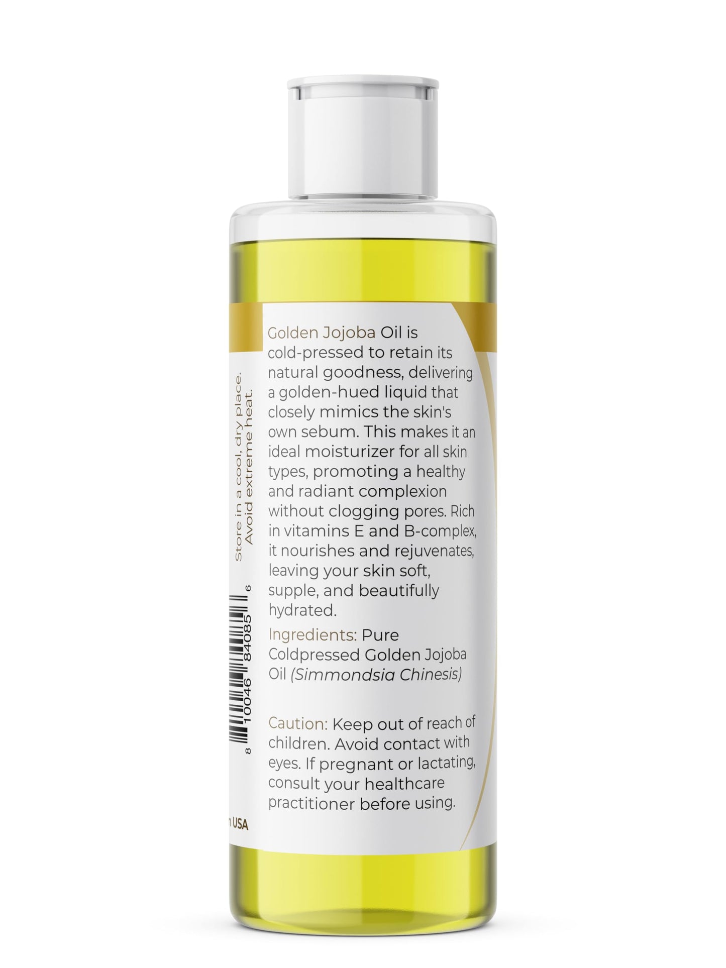 Viva Doria Golden Jojoba Oil - 8 fl oz for Hair, Skin, Nails, and More - 100% Pure Unrefined, Deeply Moisturizing Anti-Aging Oil for Men and Women