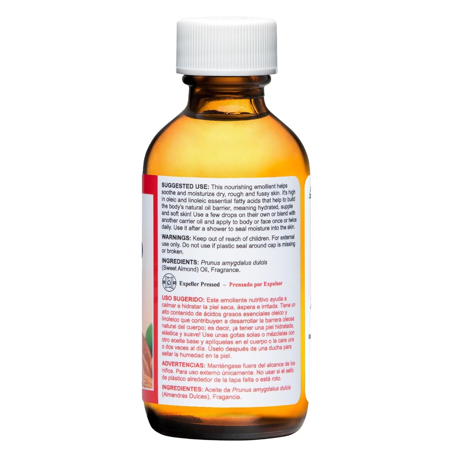 De La Cruz Sweet Almond Oil 2 FL OZ - Expeller Pressed for Skin & Hair - 6 Pack