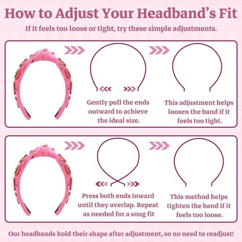 MOSOTECH Love Crystal Headband for Women, Rhinestone Love Heart Knotted Headbands Jeweled Wide Top Knot Hairband Hair Accessories for Valentine's Day Birthday Gifts (RosePink)