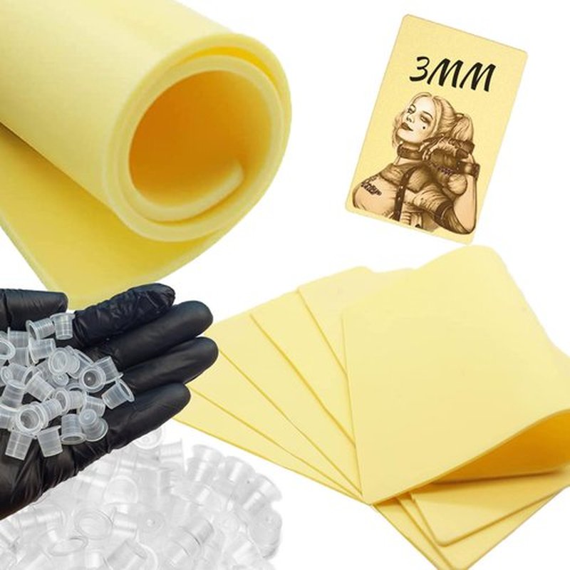 3MM Tattoo Practice Skin Kit - MIUXIA 1005Pcs Tattoo Fake Skin Ink Cups Kit Includes 1000Pcs Pigment tattoo Caps Large and 5Pcs Best Tattoo Skin Thick Tattoo Supplies……