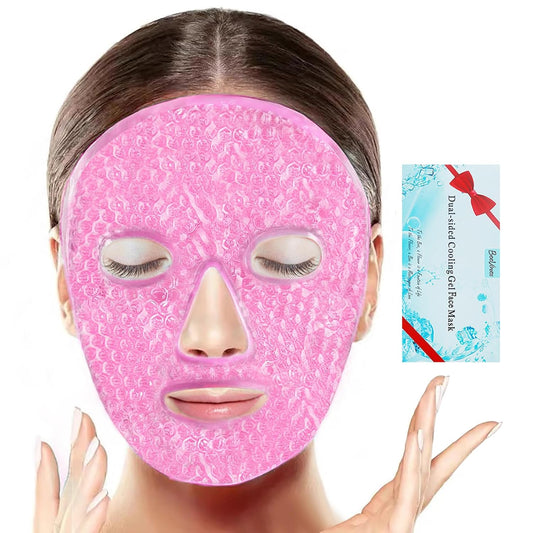 Cooling Gel Eye Mask - Reusable Ice Face Mask for Puffy Eyes | Pink Compress for Dark Circles & Allergies