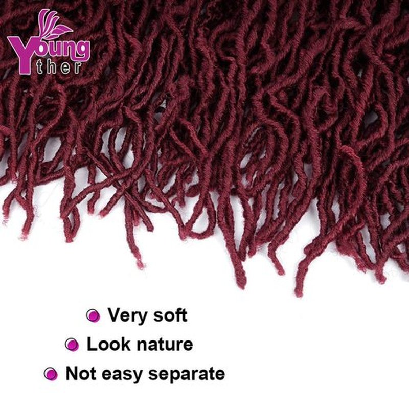 24 inch New Faux Locs Crochet Hair 6 Packs Most Natural Burgundy Soft Lcos Crochet Hair New Crochet Faux Locs Hair Synthetic Crochet Hair for Black Women (24inch,6packs,BUG)