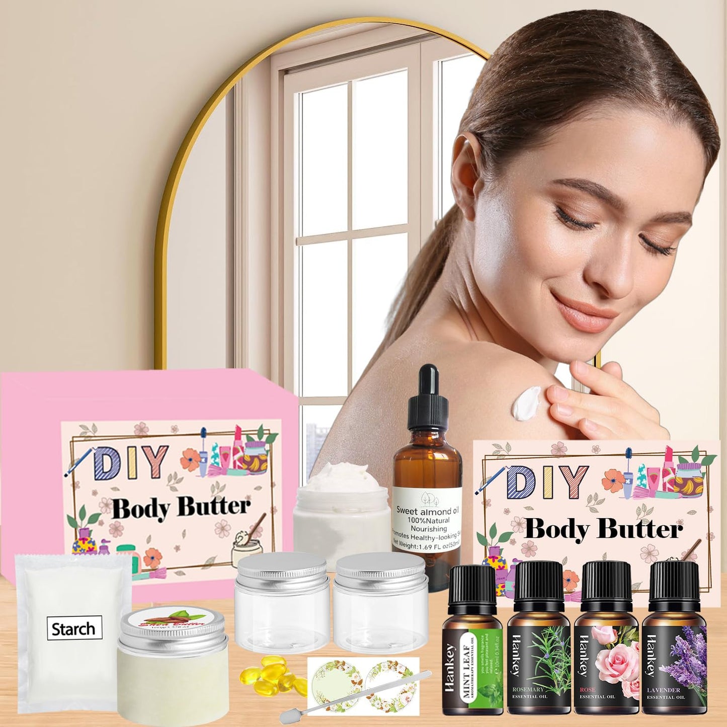 DINGTU Body Butter Making Kit- Shea Butter Lotion Making Kit, DIY Crafts for Adults, Organic Shea Butter Natural Whipped Body Butter Maker Skin Care Gifts for Women