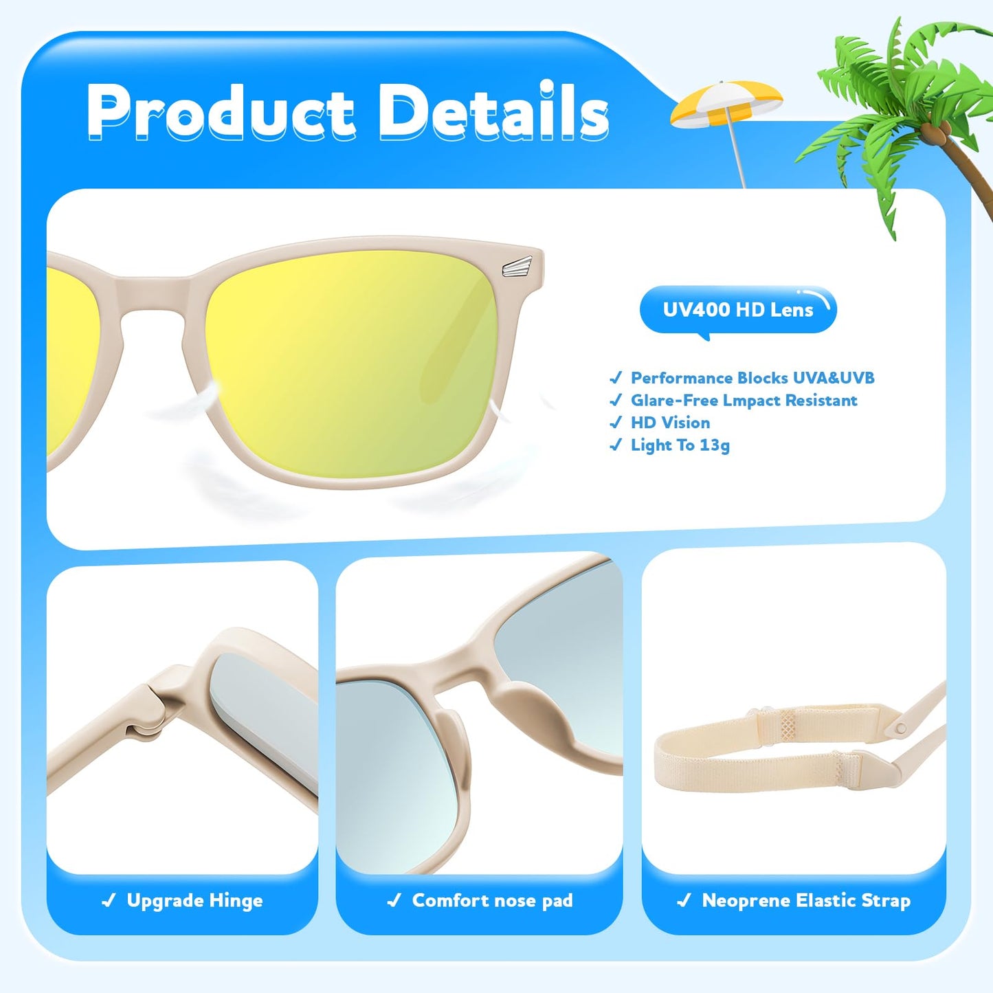 zestero Baby Infant Toddler Sunglasses with Strap for Boys Girls Age 0-24 Months, 3 Pack Flexible TPEE Rubber Frame Kids 100 UV Protection Sunglasses Newborn Shades
