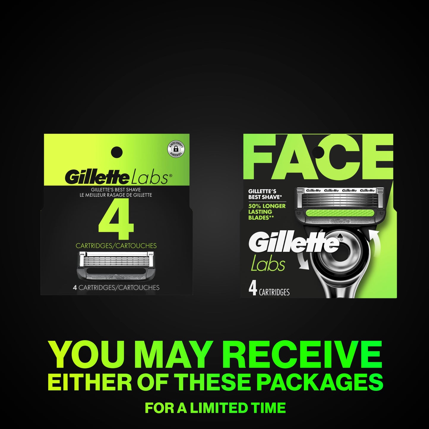Gillette Labs Razor Blade Shaving Refills for Men, 4 count