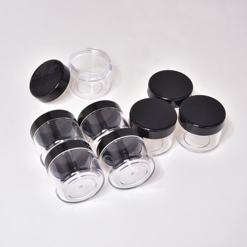 20 Pieces Round Pot Jars Plastic Cosmetic Containers Set with Lid for Liquid Creams Sample, 20 ml/ 0.7 oz (Black Lid)