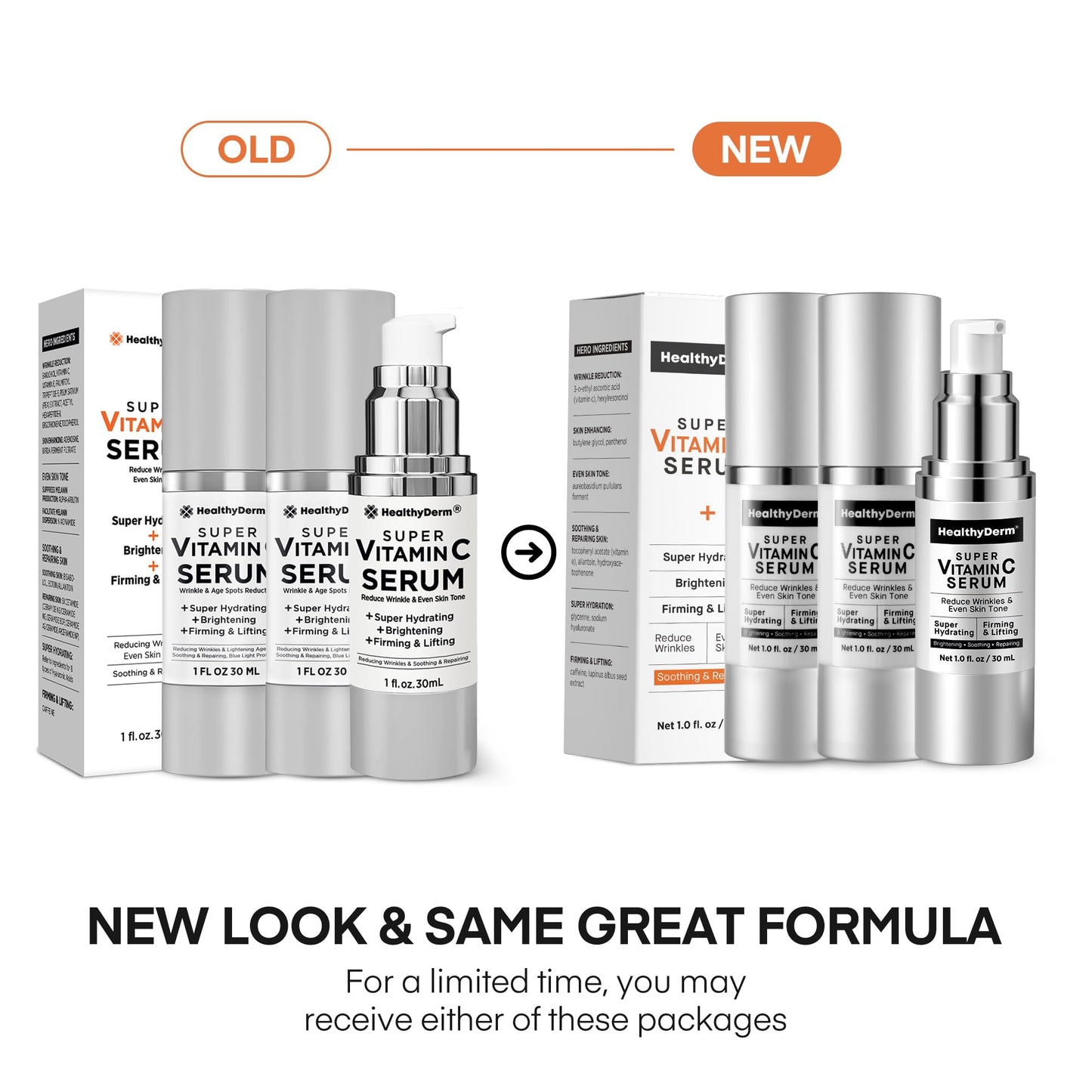 Super Vitamin C Serum for Women Over 70: Niacinamide, Vitamin C, Hyaluronic Acid, Peptides, Vitamin E, Caffeine, Bakuchiol, Hydrating, Lifting, Wrinkle & Age Spots Reduction Pack of 3