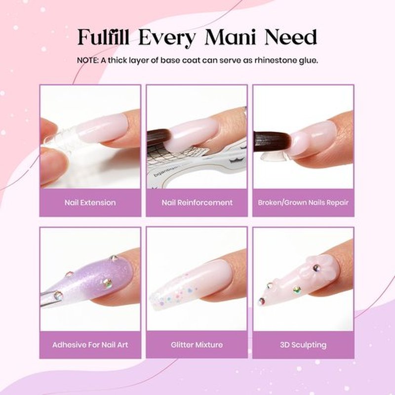 Beetles Poly Extension Gel Nail Kit, 12 Colors Milky White Gold Glitter Nude Pink Purple Extension Gel Nail Kit for Beginners, Chrome Nail Powder All in One Starter Wedding Nail Art Design