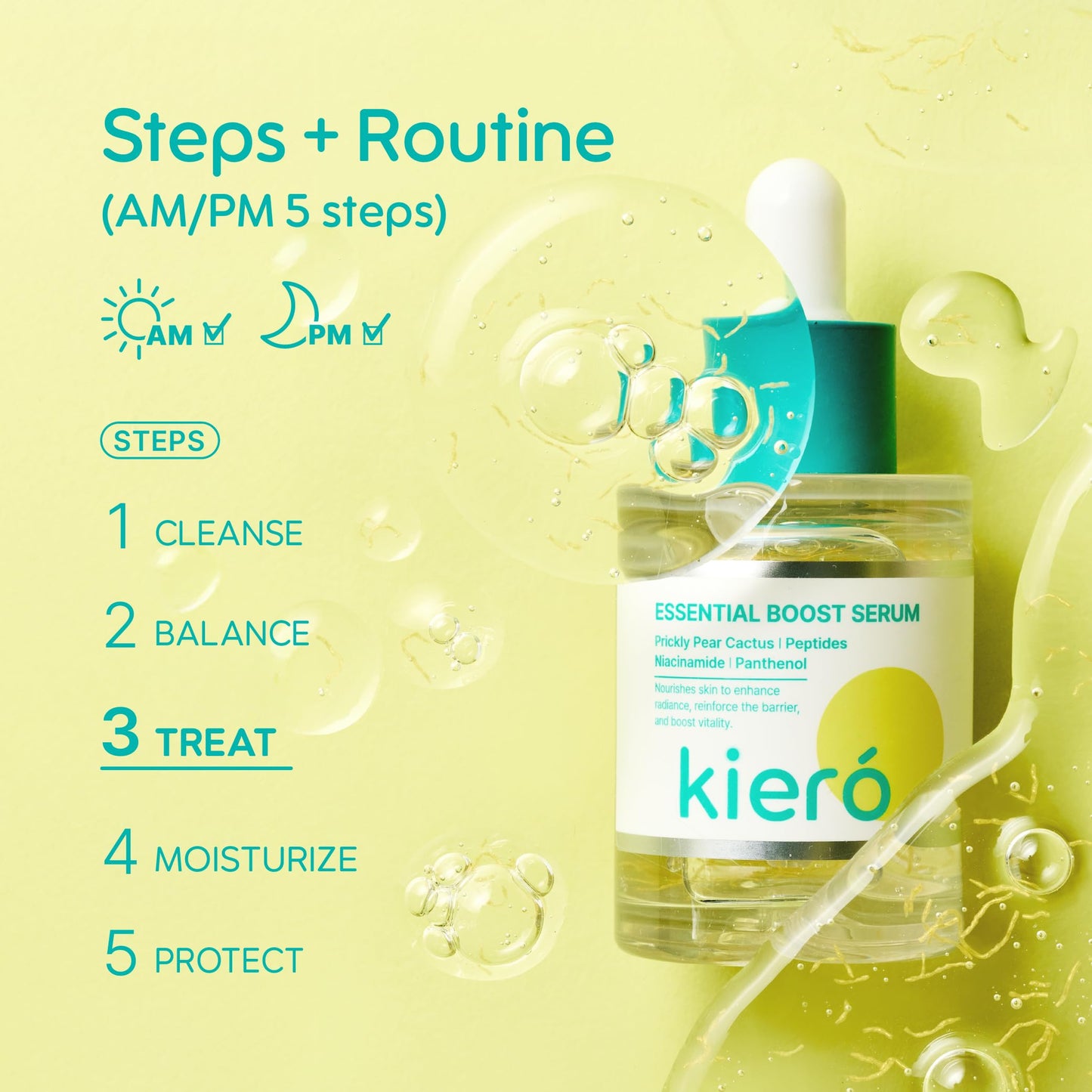 Kiero Essential Boost Serum - Fast Absorbing, Hydrating Face Serum for Visible Spots & Dull Skin with Niacinamide, Peptides & Panthenol - Vegan, Calming Barrier Repair Korean Skincare (1.01 fl oz)