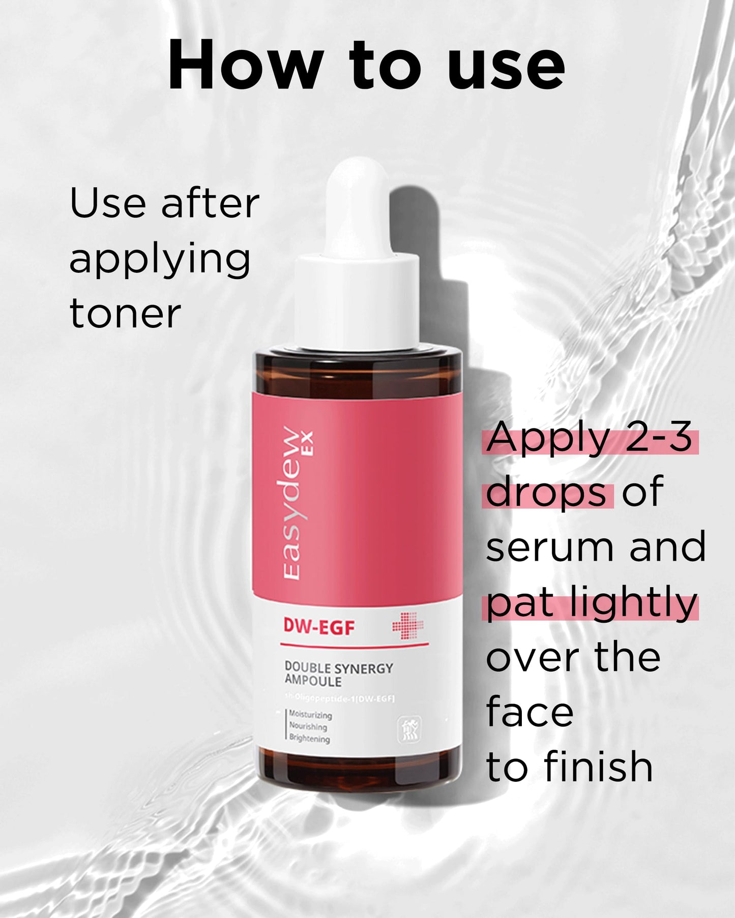 EASYDEW DW-EGF Peptide Double Synergy Ampoule - Intensive Moisturizing Face Serum with Hyaluronic Acid, Ceramide, Bakuchiol - Firming, Moisture Glow Skin for Rough Skin, 1.69 fl.oz.