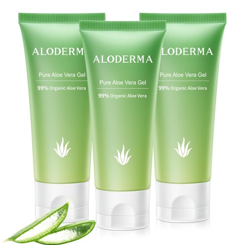 Aloderma Organic Aloe Vera Gel - 1.5oz, Unscented, Hydrating, Soothing, Cooling, Instant Relief for Skin & Sunburn, USDA Organic