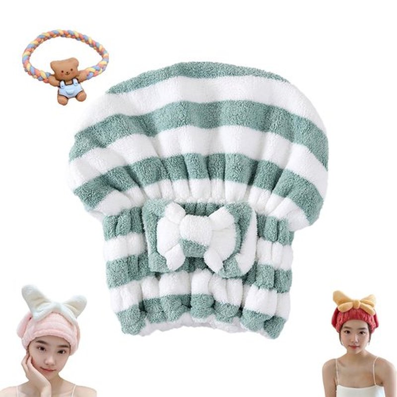 Beyonddraw New Super Absorbent Hair Towel Wrap for Wet Hair, Efficient Hair Towel Wrap for Women, Microfiber Towel for Hair Drying, Fit Comfort Ease of Use Fast Drying Hair Towel Caps (Light Green)