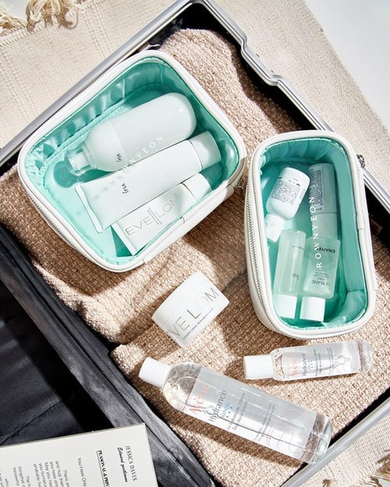 Rownyeon Clear Makeup Case 3 Pcs Transparent Cosmetic Bag Set Travel Makeup Train Case Portable Cosmetic Organizer with Handle White