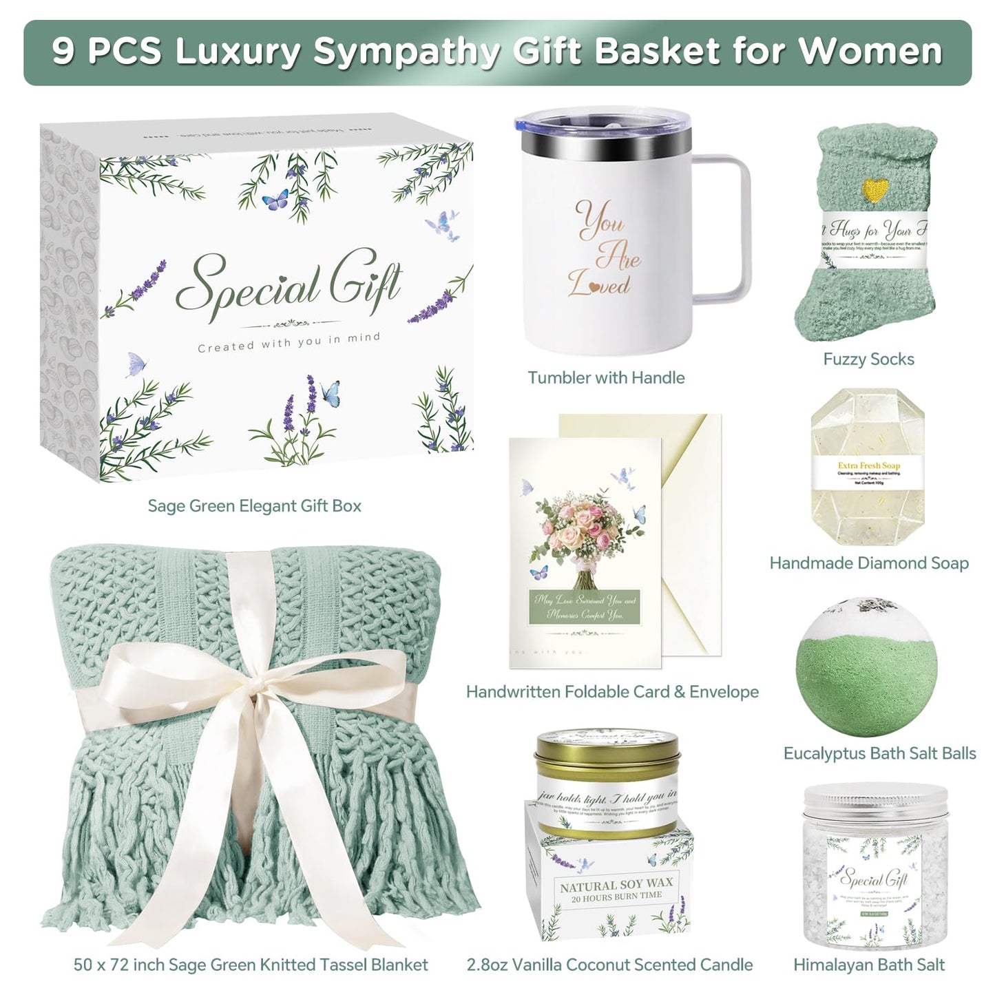 Gift Baskets for Women, Birthday Gift Mothers Day Gifts for Women, Mom, Her, Wife, Girlfriend, Sister, Comfort Get Well Soon Gift Basket, Self Care Gifts Sympathy Inspirational Care Package Spa Set