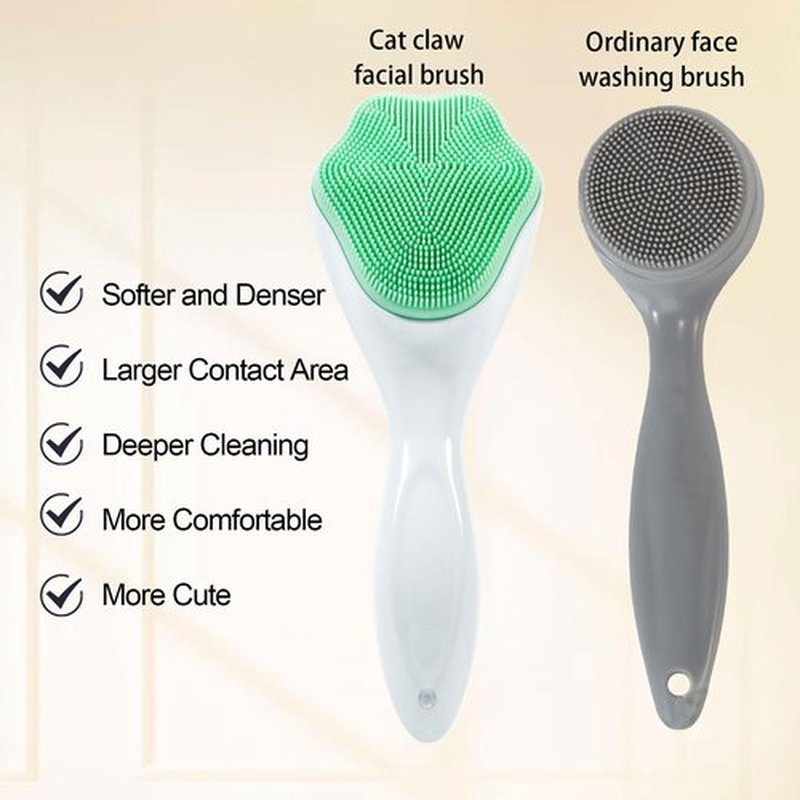Beomeen Silicone Face Scrubber Exfoliating Brush, 2 Pack Manual Handheld Facial Cleansing Brush Blackhead Scrubber, Soft Bristles Waterproof for Face Skincare (Green,Black White)