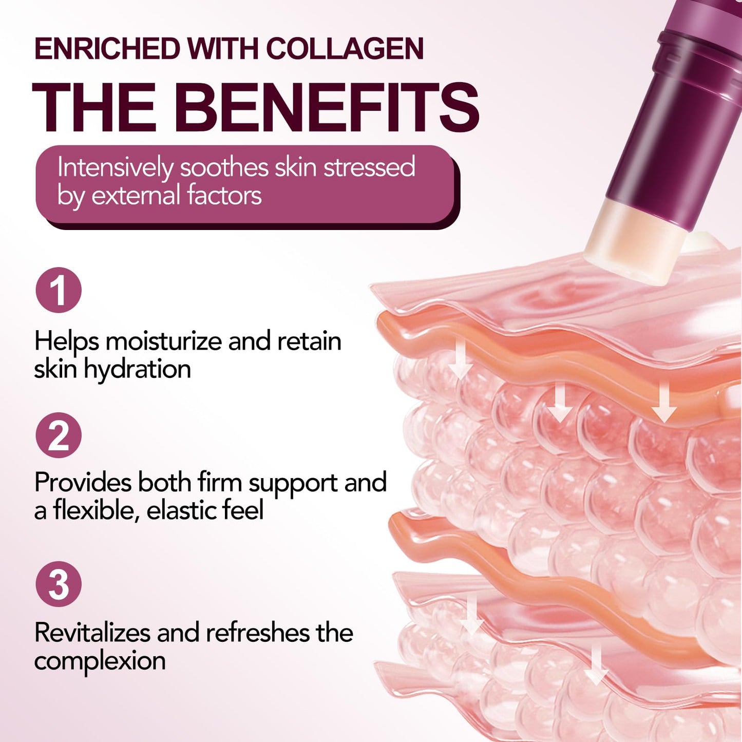 BKKTfBWK Collagen Infused Solid Moisturizing Balm Stick – Portable Skincare for Instant Hydration & Soothing, Improves Elasticity & Youthful Glow, Travel-Friendly Face & Body Balm, 1PC
