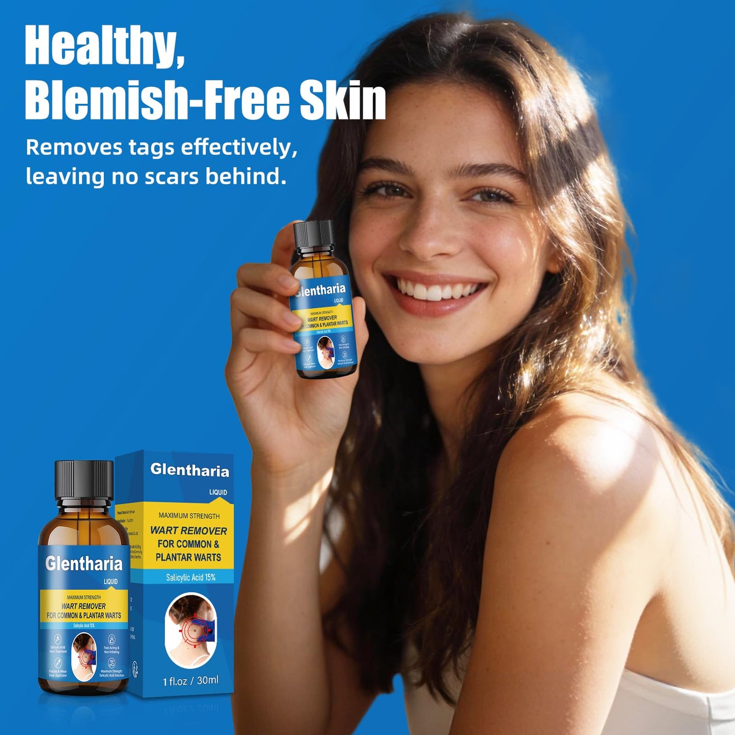Glentharia Fast-Acting Skin Tag Remover, Wart Remover Freeze Off with Salicylic Acid Maximum Strength, Wart Removal for PlantarWart, GenitalWart, CommonWart, FlatWart, Callus
