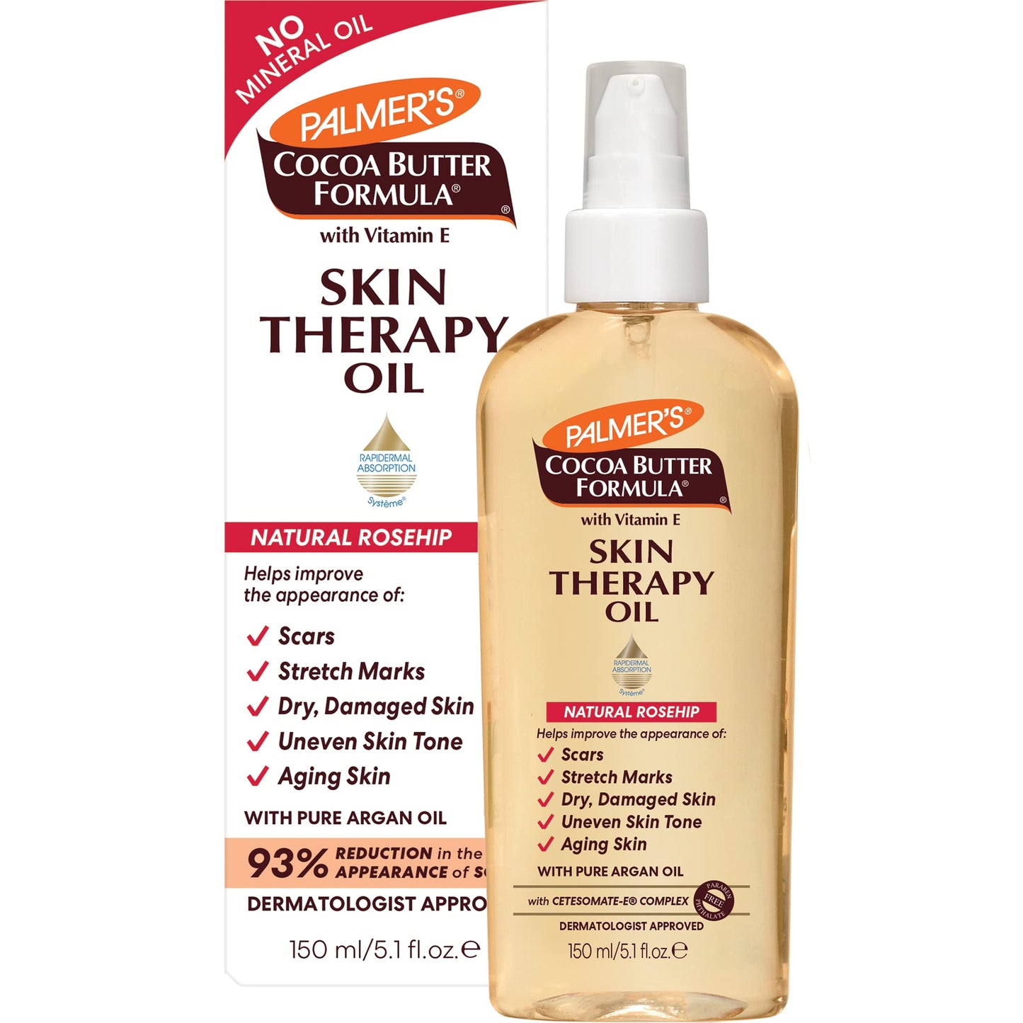 Palmer's Cocoa Butter Formula Skin Therapy Moisturizing Body Oil with Vitamin E, Rosehip Fragrance, 5.1 Ounces (Pack of 6)